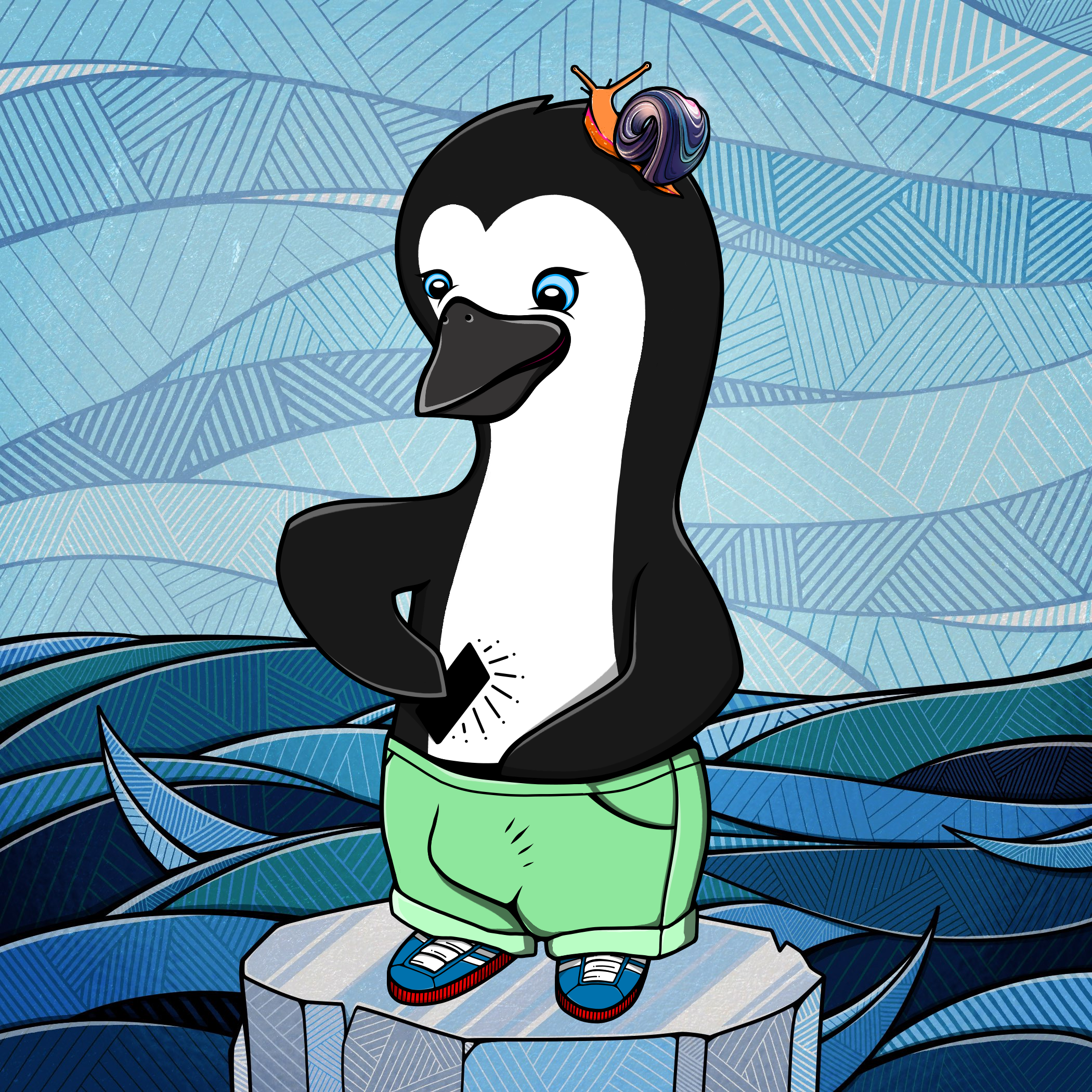 penguin with artist background